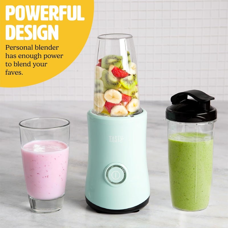 Tasty Personal Blender With Cup, 350W Powerful Blending Motor, 9-Piece Set With 4 Cups & Travel Lid, Compact & Portable, Aqua - Image 2